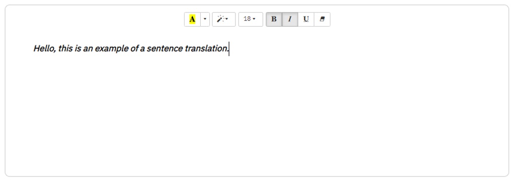 ประโยคแปลที่ได้ทำการจัดรูปแบบใหม่